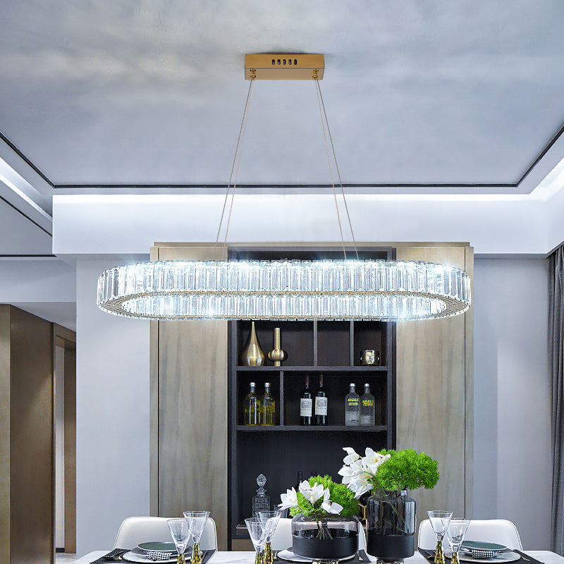 Contemporary Island Lighting Oval Crystal 1 Light Island Ceiling Light