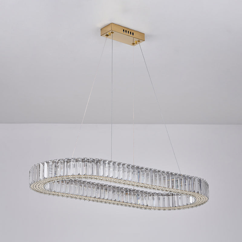 Contemporary Island Lighting Oval Crystal 1 Light Island Ceiling Light