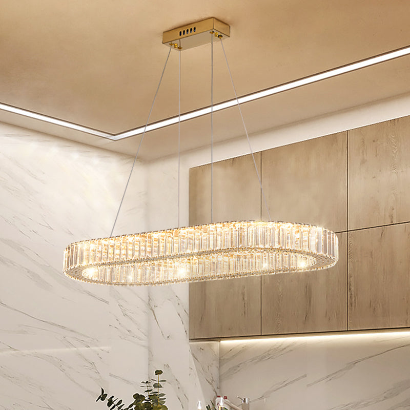 Contemporary Island Lighting Oval Crystal 1 Light Island Ceiling Light