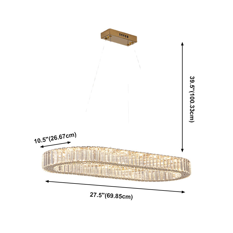 Contemporary Island Lighting Oval Crystal 1 Light Island Ceiling Light