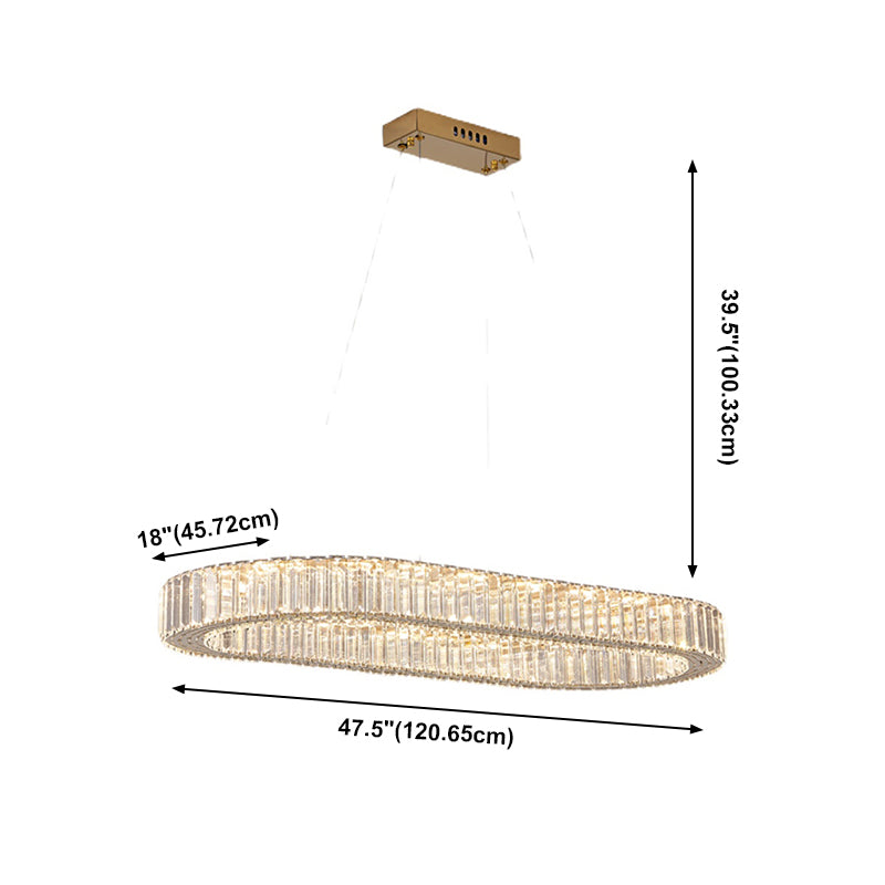Contemporary Island Lighting Oval Crystal 1 Light Island Ceiling Light
