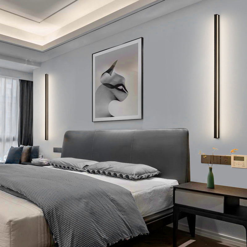 Zeitgenössischer Stil linearer LED -Wandlampe Metall 1 Licht Wandleuchte in Schwarz