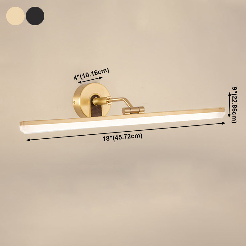 1 Light Linear Mirror Wall Lighting Modern Style Metal Wall Mounted Light Fixture