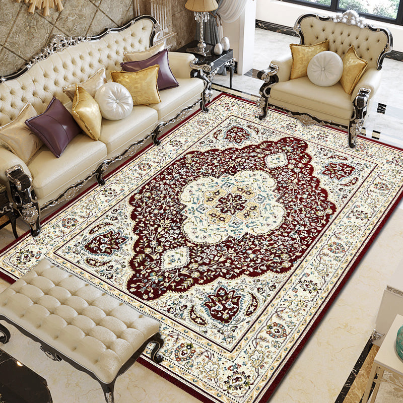 Europese woonkamer tapijt Medaillon Afdrukken Polyester Area Tapijt Anti-slip Easy Care Tapijt