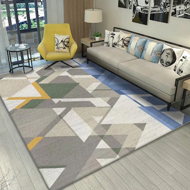 Beige Modern Rug Polyester Geometric Rug Non-Slip Backing Rug for Home Decoration