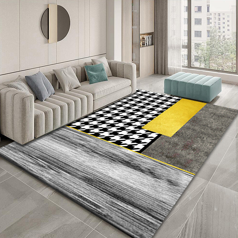 Minimalistische Houndstooth print tapijt polyester polyester binnen vloerkleed niet-slip rug tapijt voor woonkamer