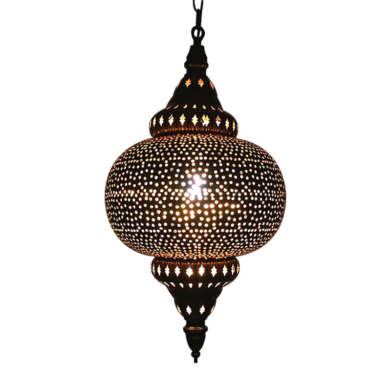 Metal Brass Hanging Lamp Egg/Vase/Capsule 1-Head Arab Pendant Ceiling Light with Oval/Spot/Double Ring Pattern