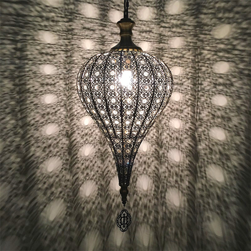1 Head Pendant Light Vintage Coffee Shop Hängelampe mit Eismetallschatten in Bronze