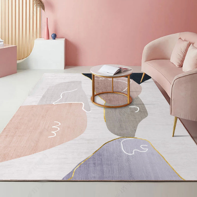 Atrovirens Modern Rug Polyester Color Block Rug Stain Resistant Rug for Living Room