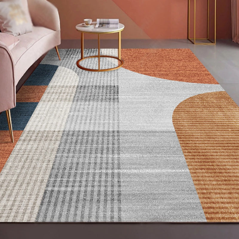 Atrovirens Modern Rug Polyester Color Block Rug Stain Resistant Rug for Living Room