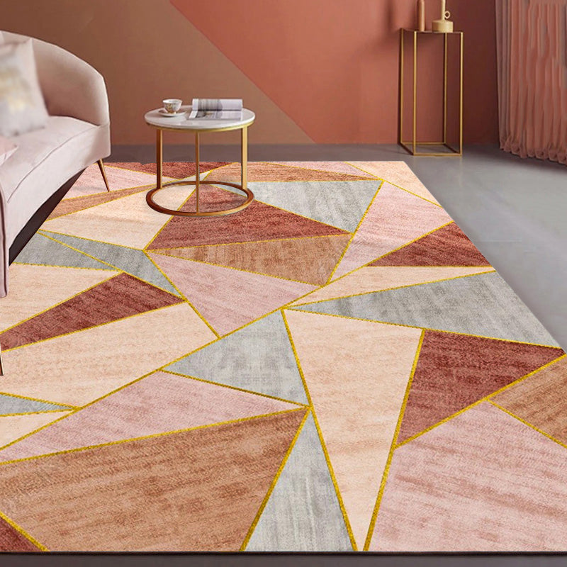 Orange Modern Rug Polyester Color Block Rug Non-Slip Backing Rug for Living Room