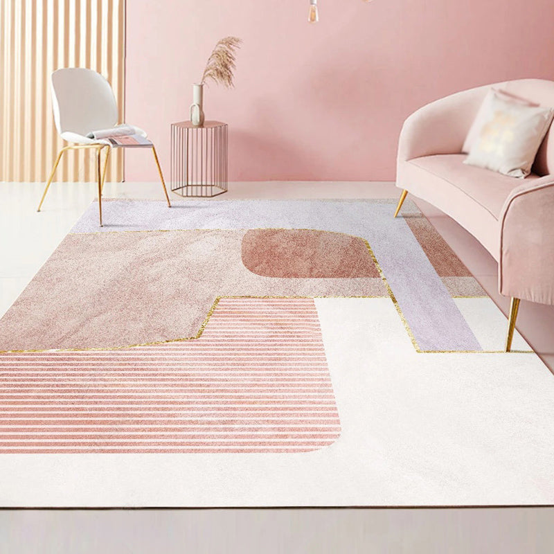 Orange Modern Rug Polyester Color Block Rug Non-Slip Backing Rug for Living Room