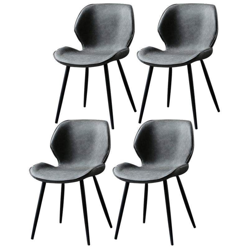 PU Leather Scandinavian Side Chair Wingback Matte Finish Dining Chair(Set of 4)