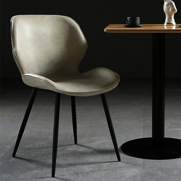 PU Leather Scandinavian Side Chair Wingback Matte Finish Dining Chair(Set of 4)