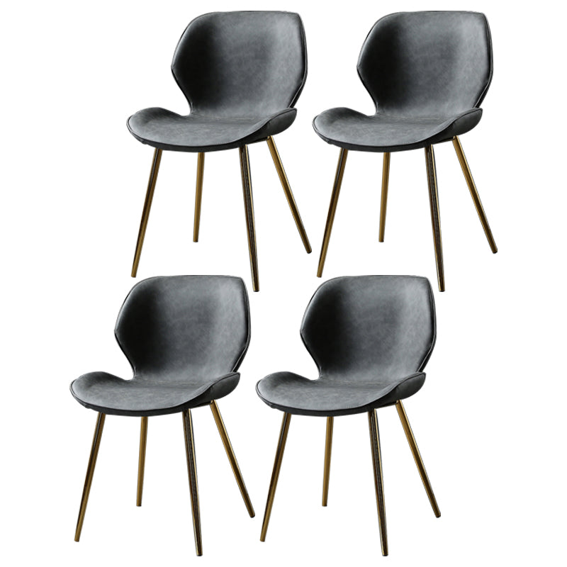 PU Leather Scandinavian Side Chair Wingback Matte Finish Dining Chair(Set of 4)