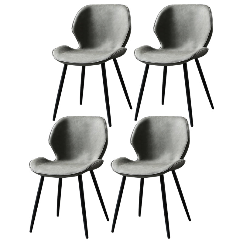 PU Leather Scandinavian Side Chair Wingback Matte Finish Dining Chair(Set of 4)