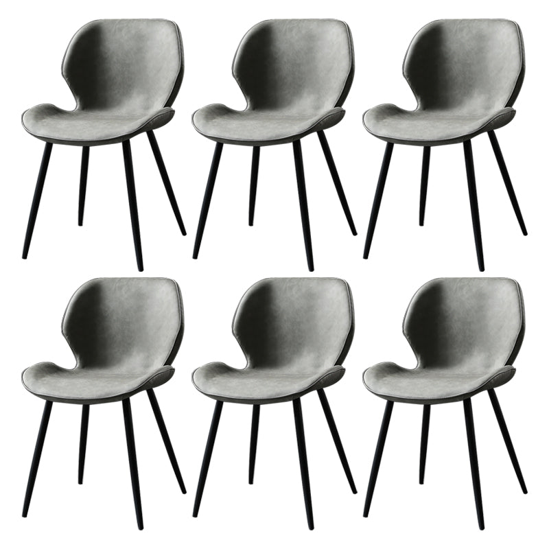 PU Leather Scandinavian Side Chair Wingback Matte Finish Dining Chair(Set of 4)
