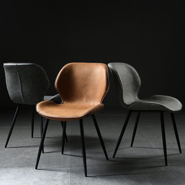 PU Leather Scandinavian Side Chair Wingback Matte Finish Dining Chair(Set of 4)