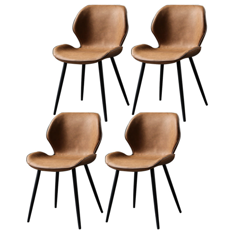 PU Leather Scandinavian Side Chair Wingback Matte Finish Dining Chair(Set of 4)
