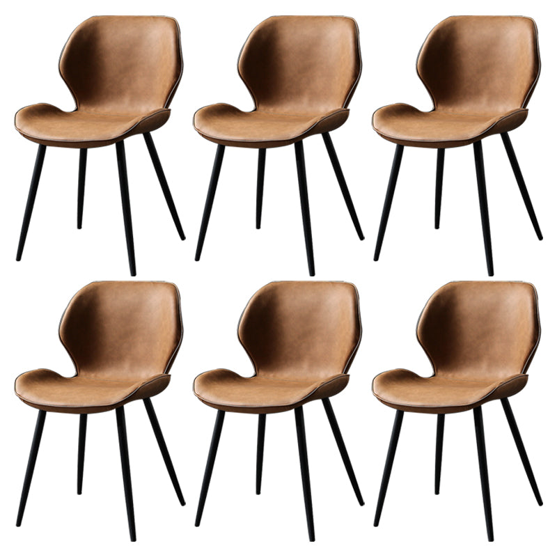 PU Leather Scandinavian Side Chair Wingback Matte Finish Dining Chair(Set of 4)