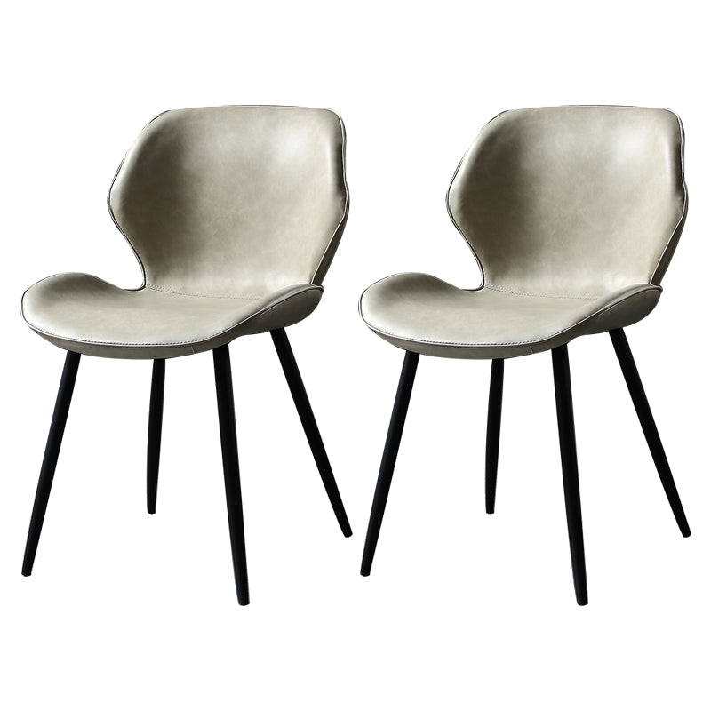 PU Leather Scandinavian Side Chair Wingback Matte Finish Dining Chair(Set of 4)