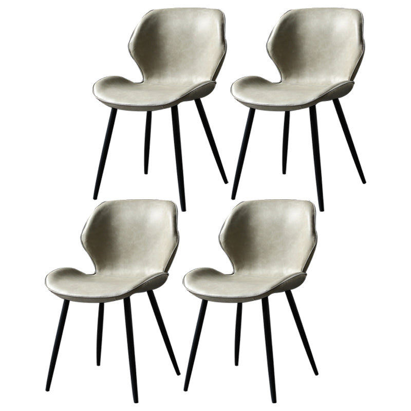 PU Leather Scandinavian Side Chair Wingback Matte Finish Dining Chair(Set of 4)