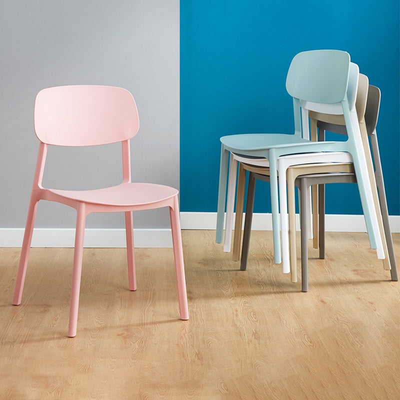 Sillas de comedor de plástico de estilo moderno, silla apilable de comedor con respaldo abierto para cocina (juego de 4)