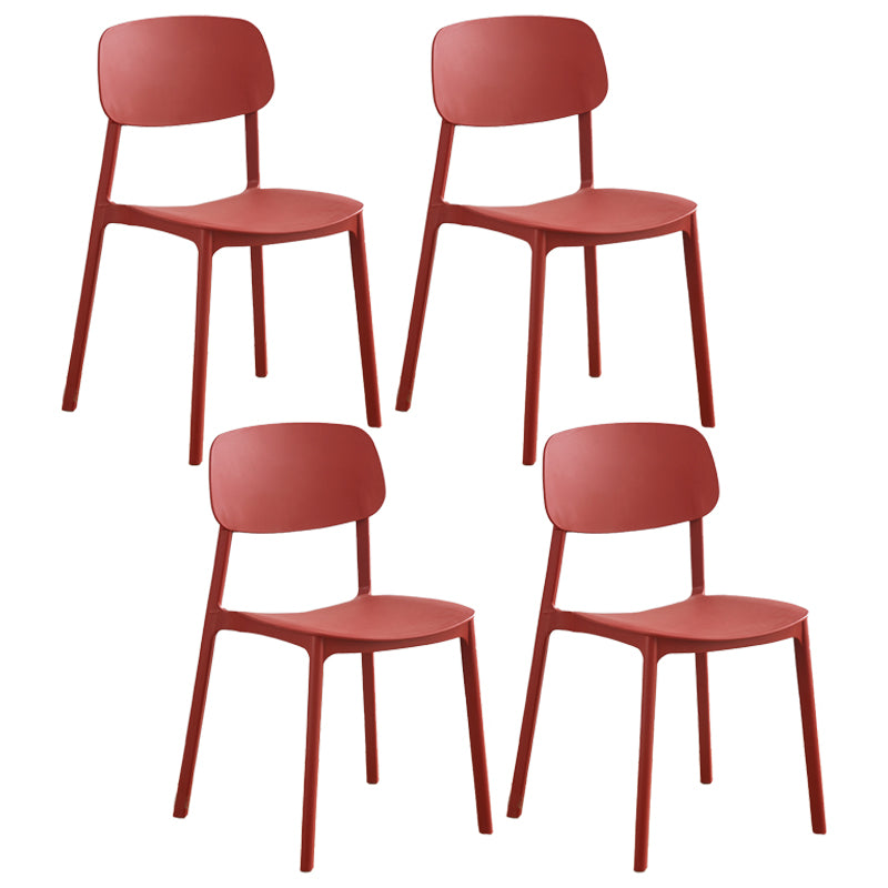 Chaises de salle à manger en plastique de style moderne, chaise empilable à dossier ouvert pour la cuisine (Ensemble de 4)