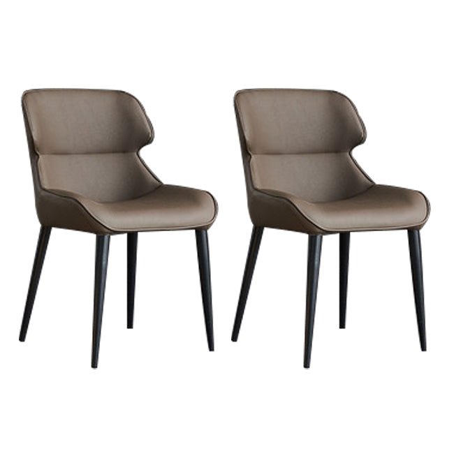 Chaise de salle à manger en métal de style contemporain, chaises d'appoint sans accoudoirs à oreilles (Ensemble de 2)