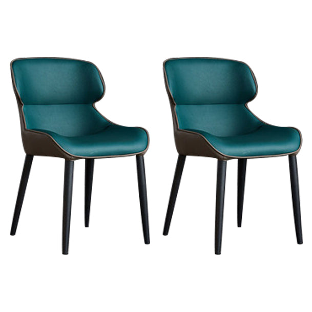 Chaise de salle à manger en métal de style contemporain, chaises d'appoint sans accoudoirs à oreilles (Ensemble de 2)