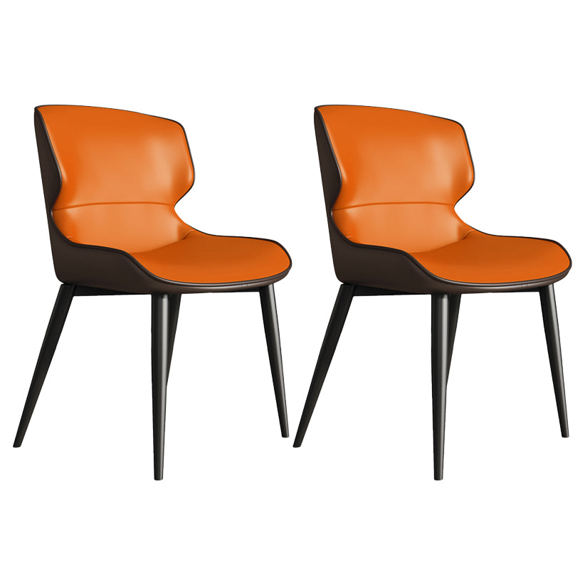 Chaise de salle à manger en métal de style contemporain, chaises d'appoint sans accoudoirs à oreilles (Ensemble de 2)