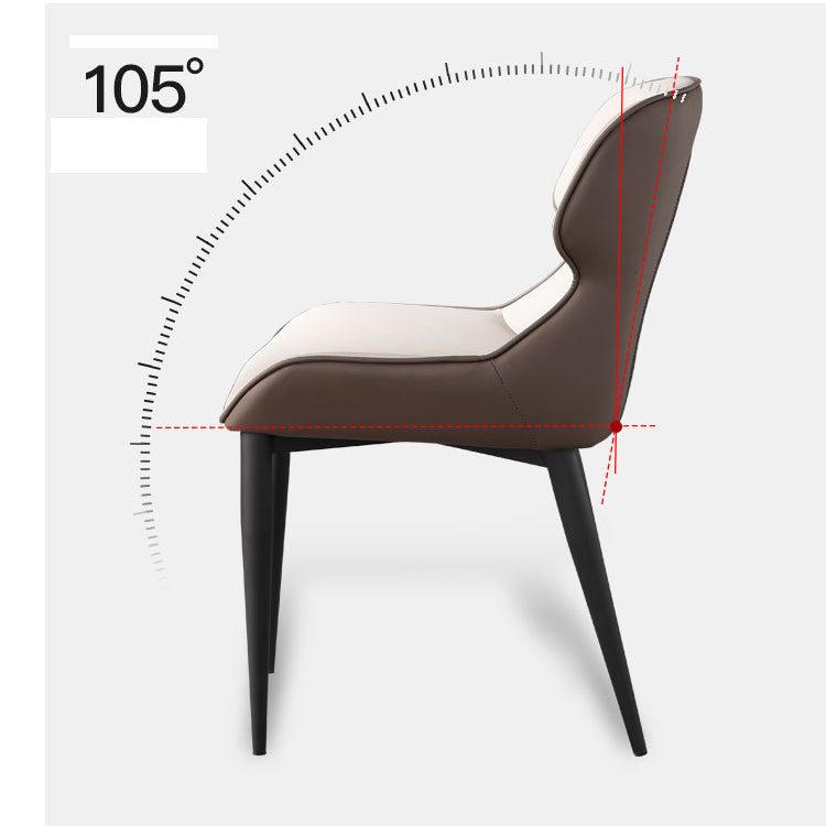 Silla de comedor de metal para cocina de estilo moderno, sillas laterales sin brazos con respaldo de alas (juego de 2)