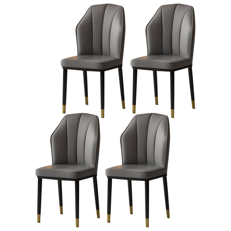 Chaise d'appoint scandinave pour salle à manger rembourrée en métal à oreilles (Ensemble de 4)