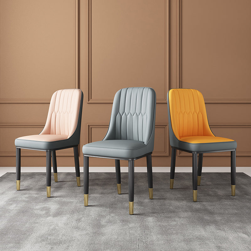Chaise d'appoint scandinave avec dossier solide et chaise de salle à manger rembourrée en métal (Ensemble de 2)