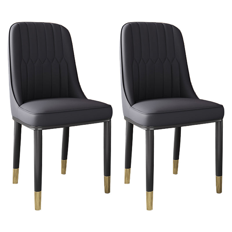 Chaise d'appoint scandinave avec dossier solide et chaise de salle à manger rembourrée en métal (Ensemble de 2)