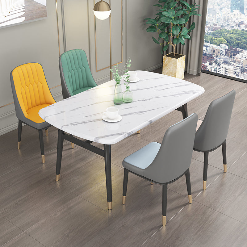 Chaise d'appoint scandinave avec dossier solide et chaise de salle à manger rembourrée en métal (Ensemble de 2)