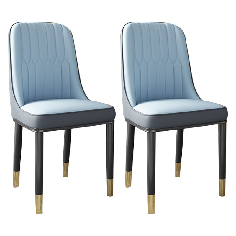 Chaise d'appoint scandinave avec dossier solide et chaise de salle à manger rembourrée en métal (Ensemble de 2)
