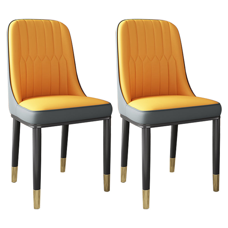 Chaise d'appoint scandinave avec dossier solide et chaise de salle à manger rembourrée en métal (Ensemble de 2)