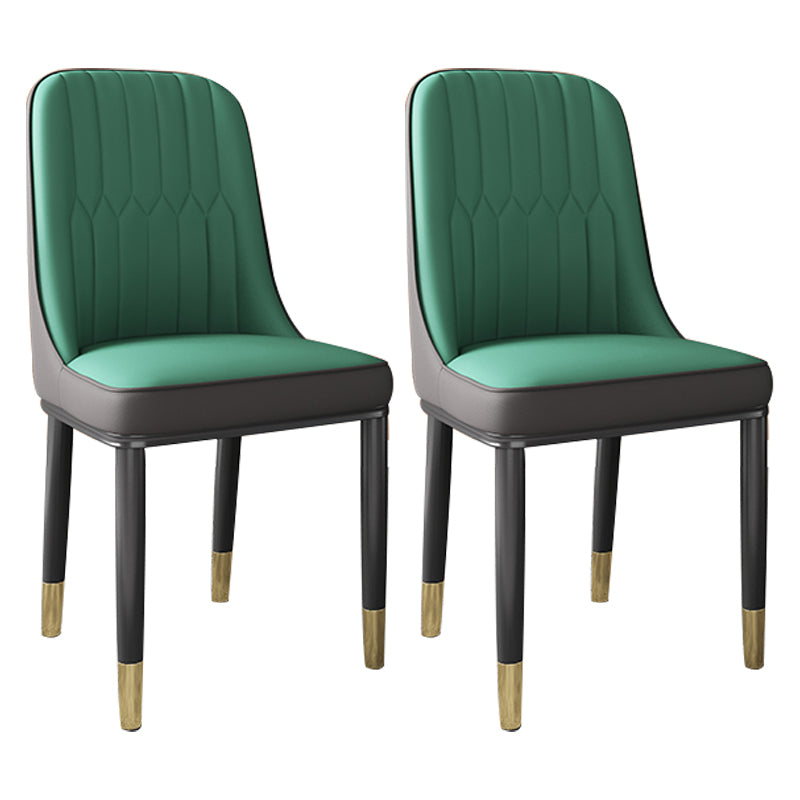 Chaise d'appoint scandinave avec dossier solide et chaise de salle à manger rembourrée en métal (Ensemble de 2)
