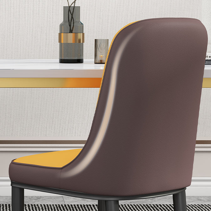 Chaise d'appoint scandinave avec dossier solide et chaise de salle à manger rembourrée en métal (Ensemble de 2)