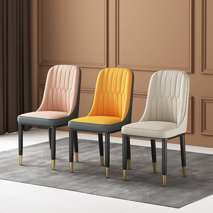 Chaise d'appoint scandinave avec dossier solide et chaise de salle à manger rembourrée en métal (Ensemble de 2)