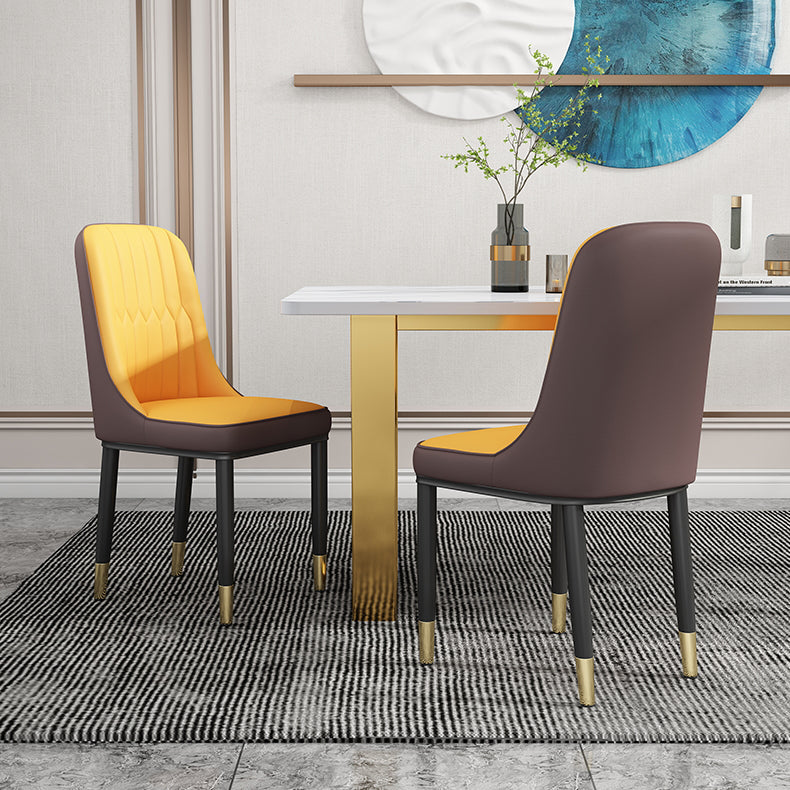 Chaise d'appoint scandinave avec dossier solide et chaise de salle à manger rembourrée en métal (Ensemble de 2)