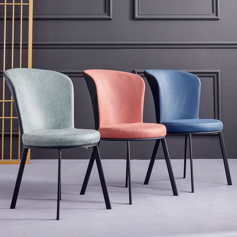 Silla de comedor contemporánea de metal, silla lateral sin brazos para comedor con respaldo lateral