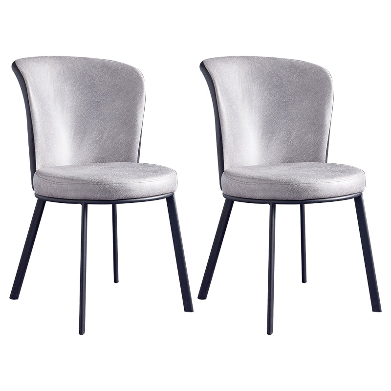 Silla de comedor contemporánea de metal, silla lateral sin brazos para comedor con respaldo lateral