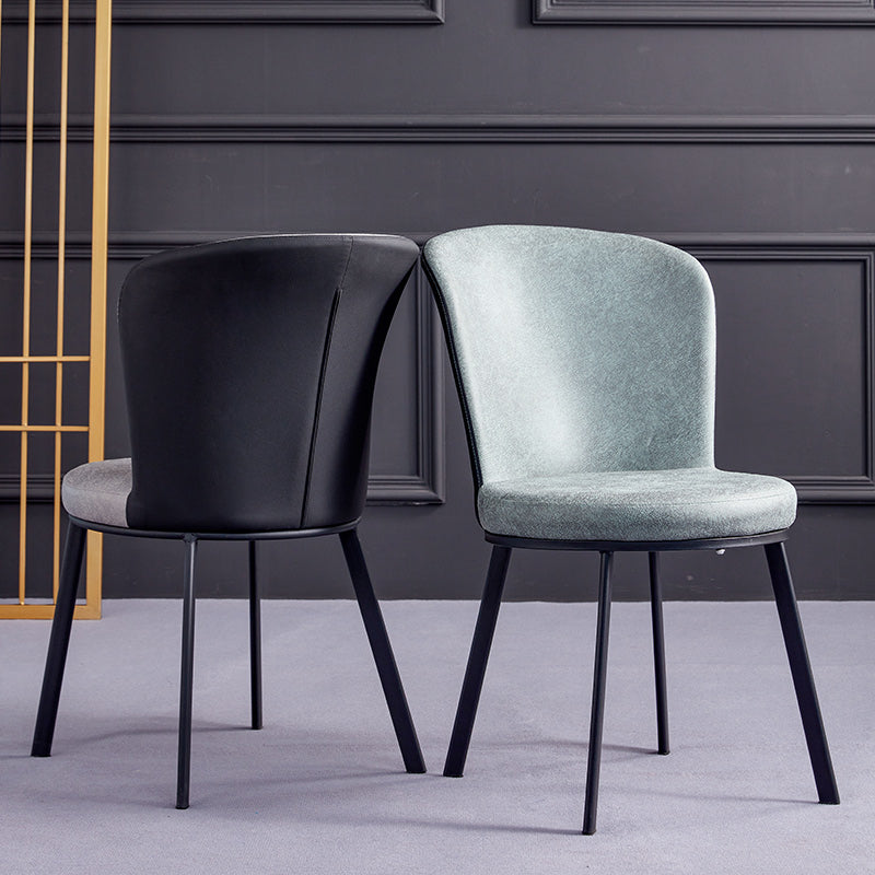 Silla de comedor contemporánea de metal, silla lateral sin brazos para comedor con respaldo lateral