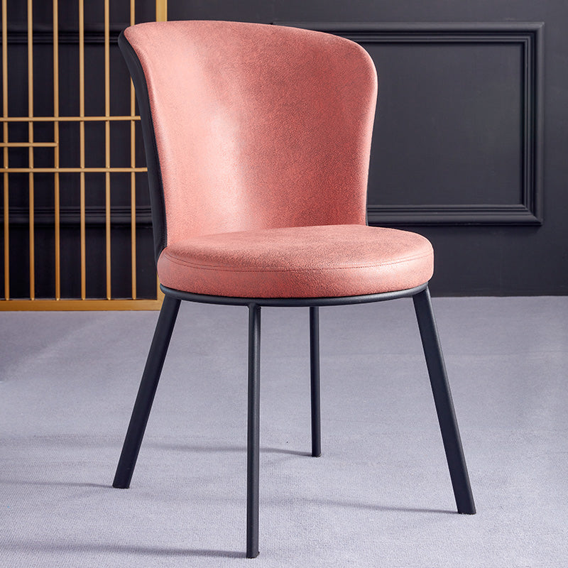 Silla de comedor contemporánea de metal, silla lateral sin brazos para comedor con respaldo lateral