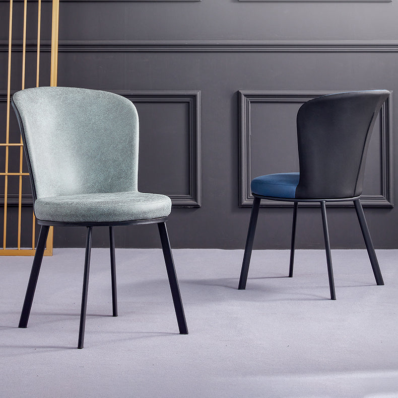 Silla de comedor contemporánea de metal, silla lateral sin brazos para comedor con respaldo lateral