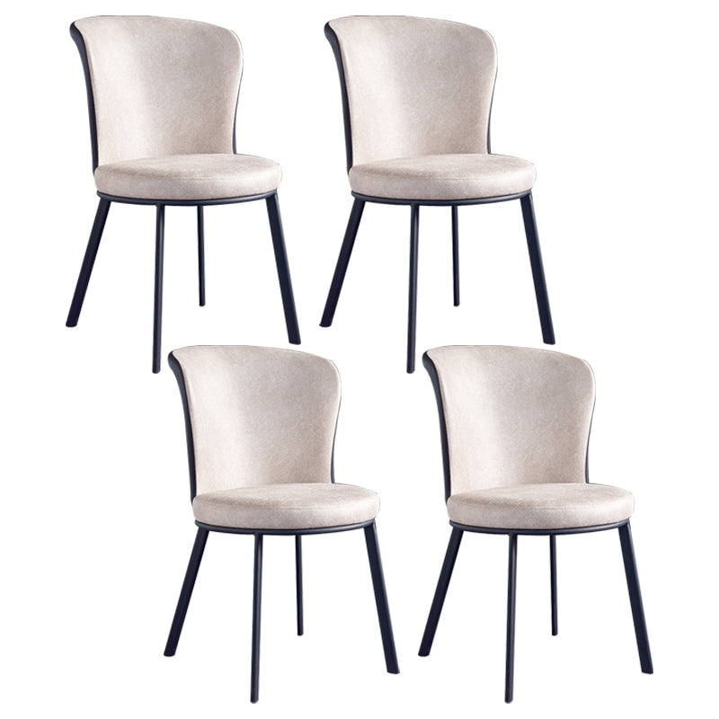 Silla de comedor contemporánea de metal, silla lateral sin brazos para comedor con respaldo lateral