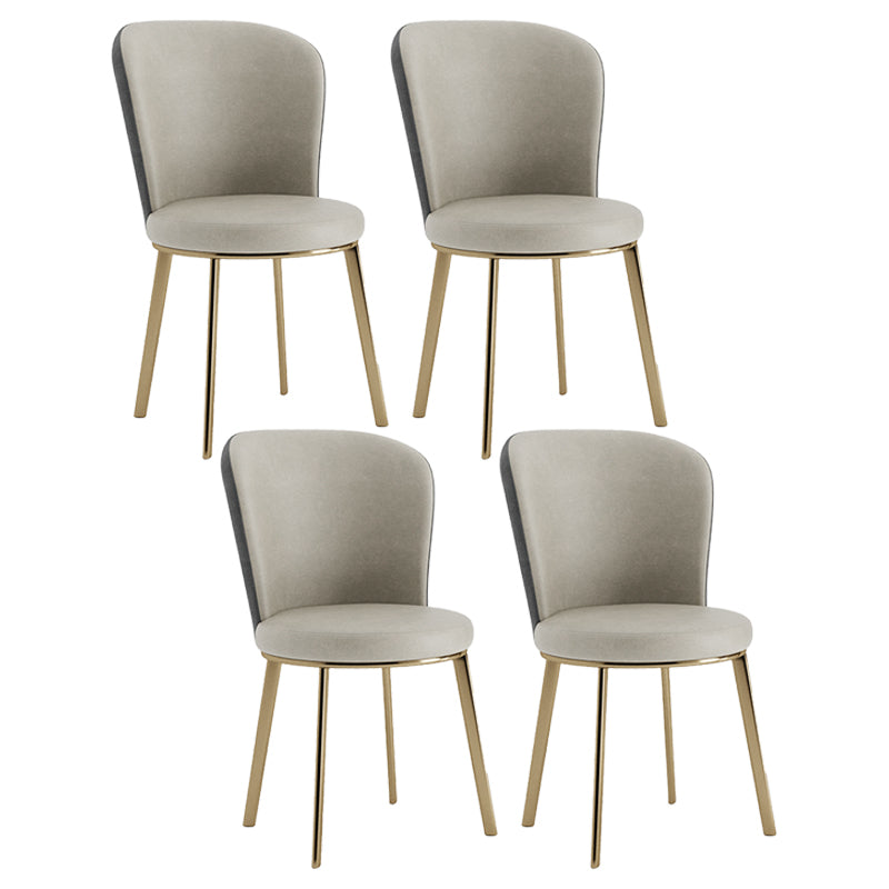 Scandinavian Style Leather Dining Chairs Solid Back Armless Dining Chairs for Home