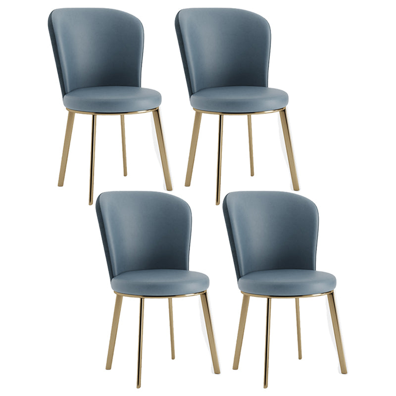Scandinavian Style Leather Dining Chairs Solid Back Armless Dining Chairs for Home